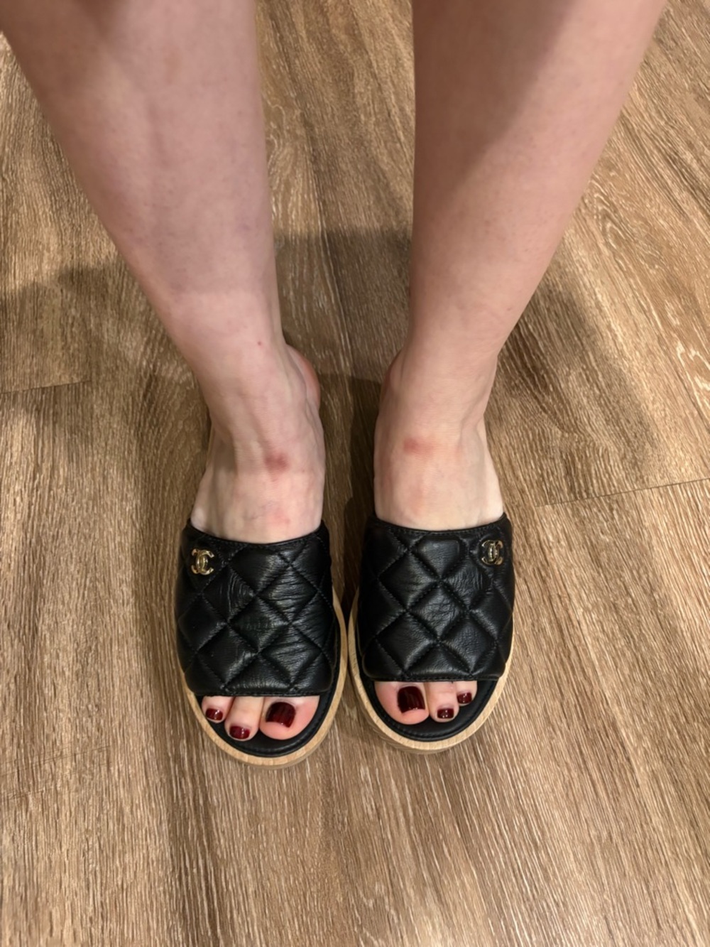New Chanel style Black Wedge Platform Slide Mules Size 38 Read Description - Picture 2 of 4
